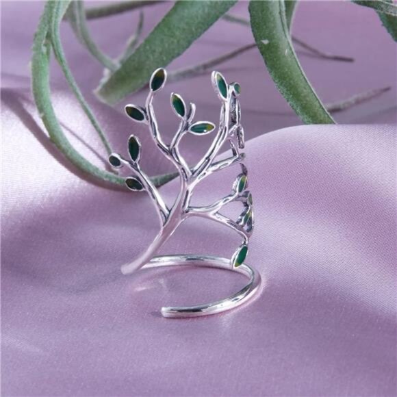 Innovative The Tree Of Life Sterling Silver Open Ring for Both Women and Men - Picture 4 of 7